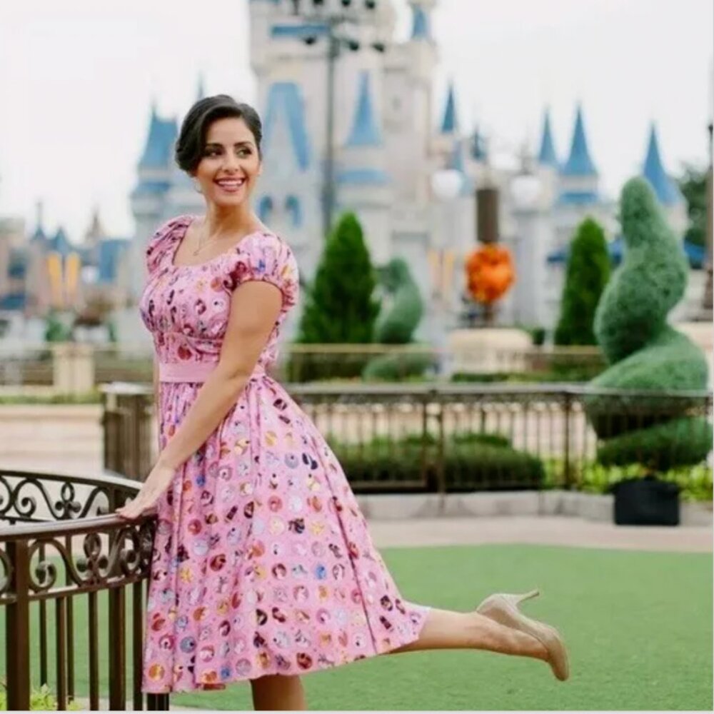 Disney Parks Disney Dress Shop Dress Pink Dogs Size XS Pluto Lady Stitch Zero